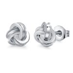 White Gold Plated Sterling Silver Studs Love Knot Earring For Women | Hypoallergenic & Nickle free Jewelry for Sensitive Ears