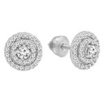 0.41 Carat (ctw) 14K Gold Round Cut White Diamond Ladies Halo Style Stud Earrings