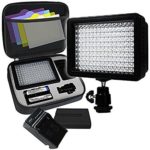 LimoStudio, AGG1318, 160 LED Video Photo Light for Digital DSLR Camera and Camcorder, High Brightness Lumen Value, Dimmable Switch with Color Filter Gel, Battery, Charger, Carry Bag Included