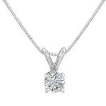 AGS Certified 1/3ct Diamond Solitaire Pendant Necklace in 14K White Gold