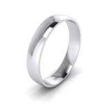 Unisex 10k White Rose Yellow Gold 4mm Light Court Shape Comfort Fit Polished Wedding Ring Plain Band
