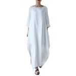 Ninasill Women Dress, ? Hot Sale ? ! Crew Neck Loose Casual Solid Cotton Baggy Oversized Long Maxi Dress T-Shirt Skirt Blouse Tops (XL, White)