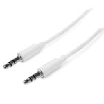 StarTech.com 1m White Slim 3.5mm Stereo Audio Cable – 3.5mm Audio Aux Stereo – Male to Male Headphone Cable – 2 x 3.5mm Mini Jack (M) White