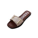 ZOMUSAR Clearance! Sandals Slippers, Fashion Women Summer Casual Flat Heel Square Buckle Sandals Slipper Shoes (US:9, White)