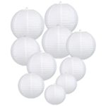LIHAO White Hanging Paper Lanterns for Wedding Party Decoration, 4 Size – 10 Piece