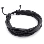 TEMEGO Jewelry Mens Womens Genuine Leather Rope Braided Bracelet, Vintage Strand Cuff Bracelet, fit 8-8.5 inch