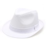 Classic Trilby Short Brim 100% Cotton Twill Fedora Hat with Band(White,LXL)