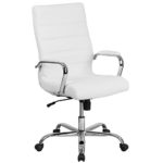 Flash Furniture High Back White Leather Executive Swivel Chair with Chrome Base and Arms