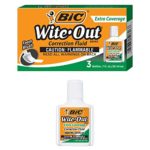 BIC Wite-Out Brand Extra Coverage Correction Fluid, 20 ml, White, 3-Count
