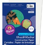 Pacon SunWorks Construction Paper, 9-Inches by 12-Inches, 50-Count, White (9203)