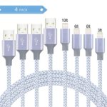 Lightning Cable 4Pack 3FT 6FT 6FT 10FT to USB Syncing and Charging Cable Data Nylon Braided Cord Charger for iPhone 8/8 Plus 7/7 Plus/6/6 Plus/6s/6s Plus and more (Gray&White)