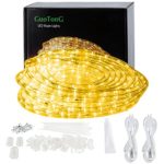 GuoTonG 50ft/15m Plugin Rope Lights, 540 Warm White LEDs, 110V, 2 Wire, Waterproof, Connectable,Power Socket Connector Fuse Holder, Indoor/Outdoor Use, Ideal for Backyards, Decorative Lighting