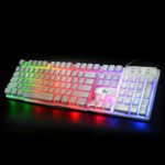 Rii RK100+ Multiple Colors Rainbow LED Backlit Large Size Mechanical Feeling USB Wired Multimedia Keyboard,White