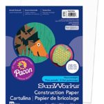 Pacon SunWorks Construction Paper, 9-Inches by 12-Inches, 50-Count, Bright White (8703)