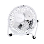GLAMOURIC Metal Desk Fan Small Table Fan 4 Inch Mini Portable Size USB Powered Quiet Airflow Personal Cooler Air Circulator 360° Rotation for Office Home Study Travel (White)