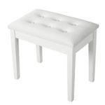 SONGMICS Padded Wooden Piano Bench Stool with Music Storage White ULPB55WT
