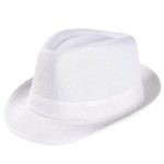 Napoo Unisex Solid Color Beach Straw Hat Sun Cap (White)