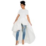 Party Dress,Han Shi Women Turtleneck Short Sleeve High Low Peplum Bodycon Casual Clubwear (White, L)