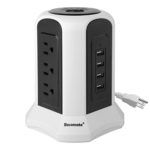 Bessmate Power Strip 9 Outlet Surge Protector with 6.5-Foot Power Cord and 4 Smart USB Charging Ports(5V/4.5A) 1000 Joules (White)