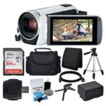 Canon VIXIA HF R800 Camcorder (White) + SanDisk 64GB Memory Card + Digital Camera/Video Case + Extra Battery BP-727 + Quality Tripod + Card Reader + Tabletop Tripod/Handgrip + Deluxe Accessory Bundle