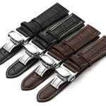 iStrap Calf Leather Padded Replacement Watch Band Deployment Buckle 16mm to 24mm