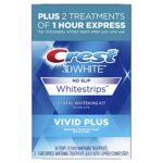 Crest 3D White Whitestrips Vivid Plus 12 Treatments – 10 Treatments Vivid Whitestrips + 2 Treatments 1 Hour Express Dental Teeth Whitening Kit