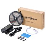 LUMINOSUM LED Light Strip Warm White Kit Dimmable, 16.4ft SMD5050 300LEDs Waterproof, with RF Dimmer Controller and DC 12V 5A Power Adapter