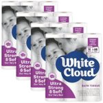 White Cloud Strong & Soft 2 Ply Toilet Paper, 48 Mega Rolls (Pack of 4 with 12 Rolls Each), 308 Sheets per Roll