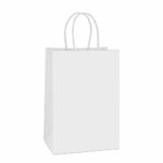 BagDream Kraft Paper Bags 100Pcs 5.25″x3.75″x8″, Party Bags, Shopping Bag, Kraft Bags, White Bags with Handles 100% Recyclable Paper