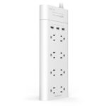 Power Strip Surge Protector, RAVPower 8-Outlet with 3 iSmart USB Charging Ports (2.1 Amp) and 6 Foot Extension Cord Power Cord, 720 Joules – White