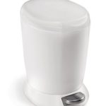 simplehuman 6 Liter/1.6 Gallon Compact Plastic Round Bathroom Step Trash Can, White Plastic