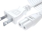 Pwr+ TV Power Cord 12Ft Cable for Samsung LG TCL Sony: [UL LISTED] 2 Prong AC Wall Plug 2-Slot LED LCD Insignia Sharp Toshiba JVC Hisense Electronics UN65KS8000FXZA UN40J5200AFXZA 43UH6100 White