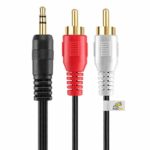 RocketBus Headphone Jack Plug 3.5mm Aux in to 2 Red White RCA Stereo Audio Y Cord Cable