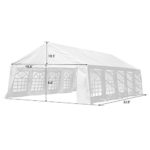 Unionline 19.7’W x 32.8’D Heavy Duty Outdoor Wedding Carport Canopy Party Tent White with Sidewalls (16.4’W x 32.8’D)