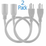 Maximm Cable 1 Ft Power Extension Cord/Wire, Electrical Power Cord 3 Prong Grounded Wire, 16Awg – 2 Pack – White – ETL Listed