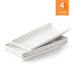 Porcelain Serving Platter Rectangular Plate/Tray for Party, 14-Inch Large White Microwave And Dishwasher Safe Set of 4