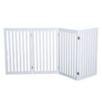 PawHut 36″ x 80″ 4 Panel Folding Wooden Indoor Freestanding Pet Safety Gate for Dogs (White)