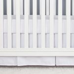 TILLYOU Microfiber Crib Skirt Pleated, Herringbone Jacquard Nursery Crib Bedding Skirts for Baby Boys and Girls, 14” Drop White
