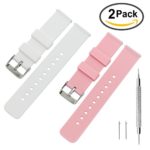 Rubber Watch Band Pack of 2 – 18mm 20mm 22mm Silicone Quick Release Watch Strap Stainless Steel Buckle