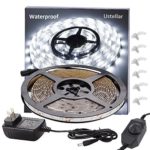 Ustellar Dimmable Waterproof LED Light Strip Kit, 300 Units SMD 2835 LEDs, 6000K Daylight White 12V LED Tape, Led Ribbon, 16.4ft/5m Lighting Strips with UL Listed Power Supply
