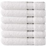 Cotton Craft Ultra Soft 6 Pack Hand Towels 16×28 White weighs 6 Ounces each – 100% Pure Ringspun Cotton – Luxurious Rayon trim – Ideal for everyday use – Easy care machine wash