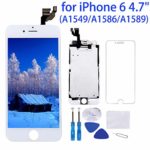 Screen Replacement Compatible for iPhone 6 White 4.7″ LCD Display Touch Digitizer Frame Full Assembly Repair Kit, with Proximity Sensor, Ear Speaker, Front Camera, Screen Protector, Repair Tools
