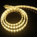 CBConcept UL Listed, 65 Feet, 7200 Lumen, 3000K Warm White, Dimmable, 110-120V AC Flexible Flat LED Strip Rope Light, 1200 Units 3528 SMD LEDs, Indoor/Outdoor Use, Accessories Included, [Ready to use]