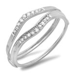 0.12 Carat (ctw) 10K Gold Round White Diamond Ladies Anniversary Enhancer Guard Wedding Band