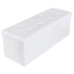 SONGMICS ULSF702 43″ Faux Leather Folding Ottoman Bench, Storage Chest/Footrest / Padded Seat, White