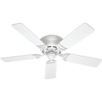 Hunter 53069 Low Profile III 52-Inch Ceiling Fan with Five White Blades, White