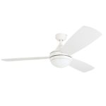Prominence Home 80034-01 Calico Modern/Contemporary LED Ceiling Fan with Remote Control, 52 inches, Energy Efficient, Cased White Integrated Light Kit, White