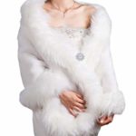 Venusvi Wedding White Faux Fur Wraps and Shawls Wedding Bridal Fur Stole for Brides and Bridesmaids