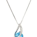 10k White Gold Gemstone and Diamond Accent Flame Pendant Necklace, 18″