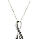 Sterling Silver Black and White Diamond Infinity Pendant Necklace (1/3 cttw), 18″